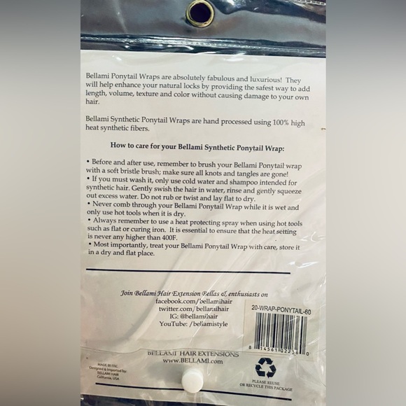 NEW!! BELLAMI Faux Wrap Ponytail Color #60 Platinum blonde - Picture 5 of 6